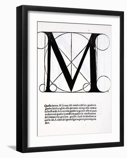 M, Illustration from 'Divina Proportione' by Luca Pacioli (C.1445-1517)-Leonardo da Vinci-Framed Giclee Print