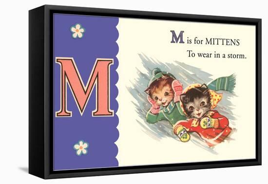 M is for Mittens-null-Framed Stretched Canvas
