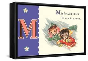 M is for Mittens-null-Framed Stretched Canvas