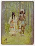 Hiawatha's Departure: Hiawatha Sails Westward into the Sunset-M. L. Kirk-Framed Stretched Canvas