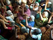 Abandoned Elderly Women Raise Hands During a Prayer Meeting-M^ Lakshman-Framed Photographic Print