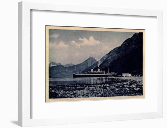 M.S. Monte Olivia, Dampfer, Hamburg Süd, Fjord-null-Framed Giclee Print