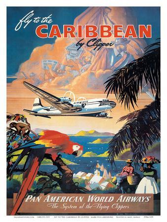 Pan American: Fly to the Caribbean by Clipper, c.1940s' Prints - M. Von  Arenburg | AllPosters.com