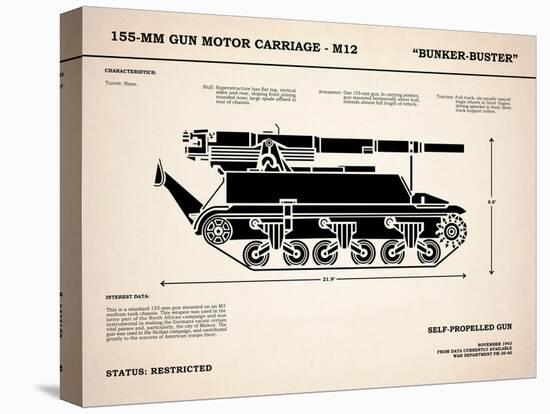 M12 Gun Carriage 155mm-Mark Rogan-Stretched Canvas
