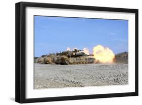 M1A1 Abrams Fire their 120Mm Smoothbore Cannon-null-Framed Photographic Print