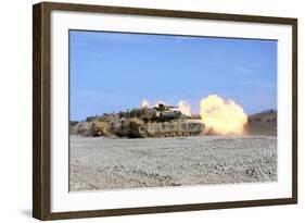 M1A1 Abrams Fire their 120Mm Smoothbore Cannon-null-Framed Photographic Print