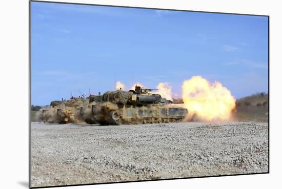 M1A1 Abrams Fire their 120Mm Smoothbore Cannon-null-Mounted Photographic Print