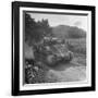 M4 Sherman Tank in Action During the Us Invasion of Saipan-Peter Stackpole-Framed Photographic Print