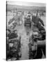 M4 Sherman Tanks with Exhaust Stacks Driving Off a Landing Craft Towards a Beach-null-Stretched Canvas