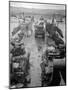 M4 Sherman Tanks with Exhaust Stacks Driving Off a Landing Craft Towards a Beach-null-Mounted Photographic Print