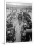 M4 Sherman Tanks with Exhaust Stacks Driving Off a Landing Craft Towards a Beach-null-Framed Photographic Print