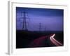 M40 Motorway Light Trails and Power Cables at Dusk, Oxfordshire, England, United Kingdom, Europe-Ian Egner-Framed Photographic Print