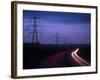 M40 Motorway Light Trails and Power Cables at Dusk, Oxfordshire, England, United Kingdom, Europe-Ian Egner-Framed Photographic Print