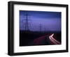 M40 Motorway Light Trails and Power Cables at Dusk, Oxfordshire, England, United Kingdom, Europe-Ian Egner-Framed Photographic Print