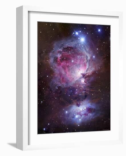 M42, the Orion Nebula (Top), and NGC 1977, a Reflection Nebula (Bottom)-Stocktrek Images-Framed Premium Photographic Print