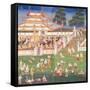 Ma 565 Monks at their Annual Meeting in June in Mandalay, from the Nimi Jataka, 1869-null-Framed Stretched Canvas