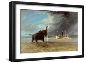 'Ma Robert' and Elephants in the Shallows of the Shire River, 1858-Thomas Baines-Framed Giclee Print