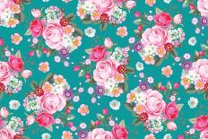 Seamless Pattern with Country Roses-Ma ry-Stretched Canvas