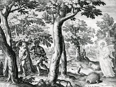 Adam and Eve Hiding from the Lord, Plate 3 of 'The Story of the First Men', Engraved by Jan…