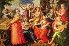 Apollo and the Muses (Oil on Wood)-Maarten de Vos-Giclee Print