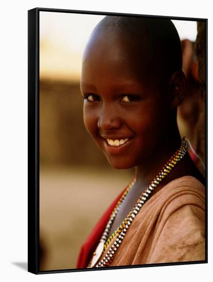 Maasai Girl, Masai Mara National Reserve, Kenya-Tom Cockrem-Framed Stretched Canvas