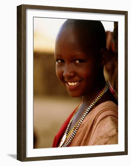 Maasai Girl, Masai Mara National Reserve, Kenya-Tom Cockrem-Framed Premium Photographic Print