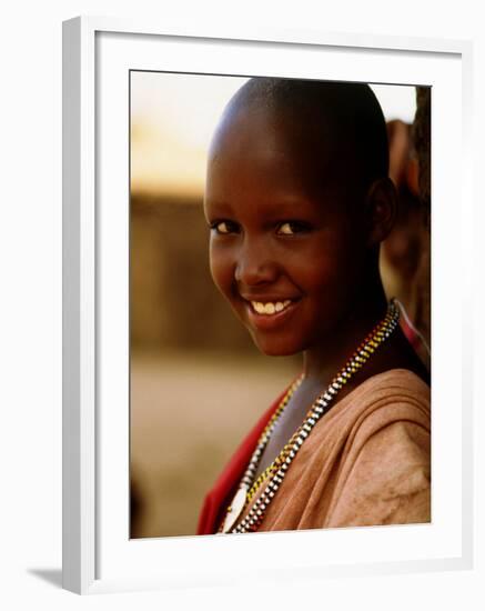 Maasai Girl, Masai Mara National Reserve, Kenya-Tom Cockrem-Framed Premium Photographic Print