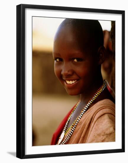 Maasai Girl, Masai Mara National Reserve, Kenya-Tom Cockrem-Framed Premium Photographic Print