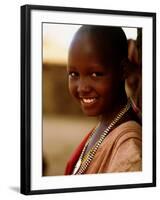 Maasai Girl, Masai Mara National Reserve, Kenya-Tom Cockrem-Framed Premium Photographic Print