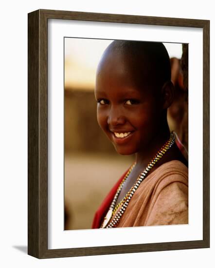 Maasai Girl, Masai Mara National Reserve, Kenya-Tom Cockrem-Framed Photographic Print