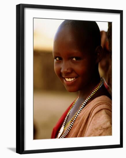 Maasai Girl, Masai Mara National Reserve, Kenya-Tom Cockrem-Framed Photographic Print