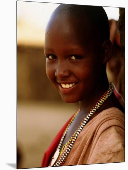 Maasai Girl, Masai Mara National Reserve, Kenya-Tom Cockrem-Mounted Photographic Print