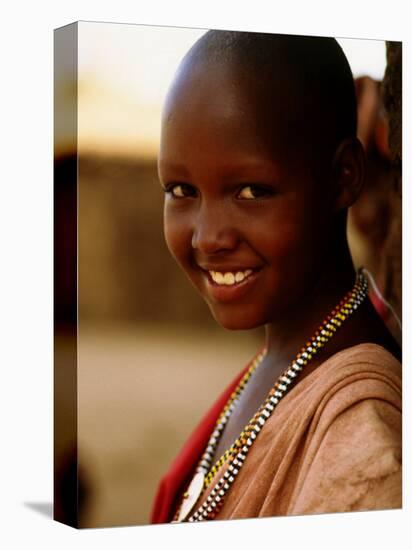 Maasai Girl, Masai Mara National Reserve, Kenya-Tom Cockrem-Stretched Canvas