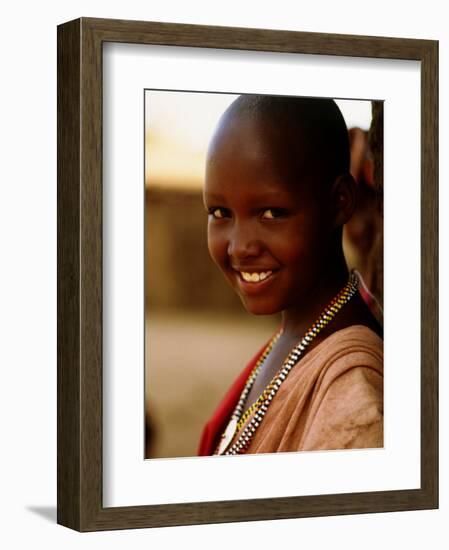 Maasai Girl, Masai Mara National Reserve, Kenya-Tom Cockrem-Framed Photographic Print