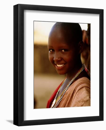 Maasai Girl, Masai Mara National Reserve, Kenya-Tom Cockrem-Framed Premium Photographic Print