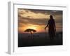 Maasai Tribesman Carrying a Stick on the Savannah at Sunset, Maasai Mara National Reserve, Kenya-Keren Su-Framed Premium Photographic Print