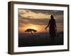 Maasai Tribesman Carrying a Stick on the Savannah at Sunset, Maasai Mara National Reserve, Kenya-Keren Su-Framed Photographic Print