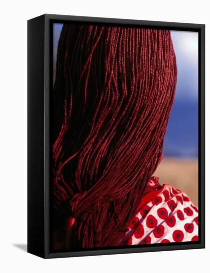 Maasai Warrior's Plaited Hair, Masai Mara National Reserve, Kenya-Tom Cockrem-Framed Stretched Canvas