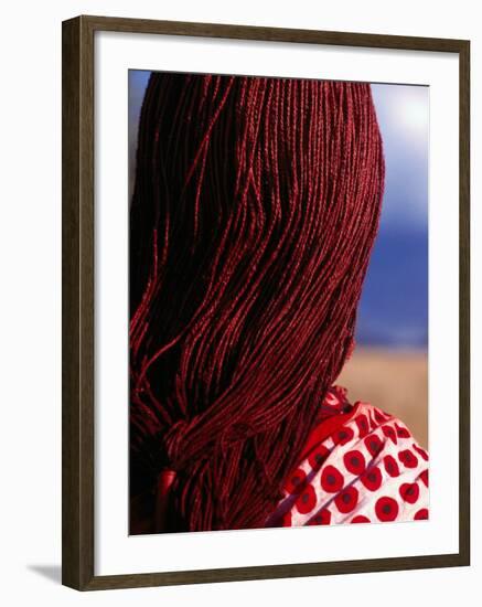 Maasai Warrior's Plaited Hair, Masai Mara National Reserve, Kenya-Tom Cockrem-Framed Premium Photographic Print