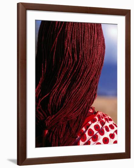 Maasai Warrior's Plaited Hair, Masai Mara National Reserve, Kenya-Tom Cockrem-Framed Photographic Print