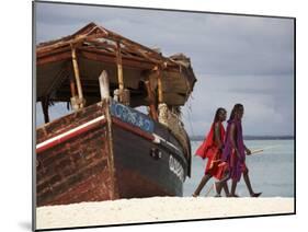 Maasai Warriors on Kendwa Beach, Zanzibar, Tanzania, East Africa, Africa-Andrew Mcconnell-Mounted Photographic Print