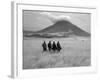 Maasai Warriors Stride across Golden Grass Plains at Foot of Ol Doinyo Lengai, 'Mountain of God'-Nigel Pavitt-Framed Photographic Print