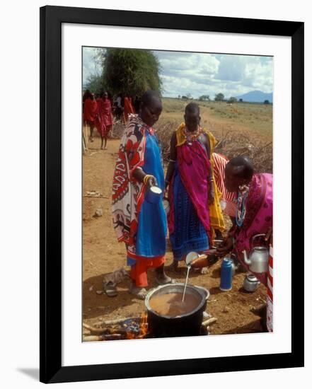 Maasai Women Cooking for Wedding Feast, Amboseli, Kenya-Alison Jones-Framed Photographic Print