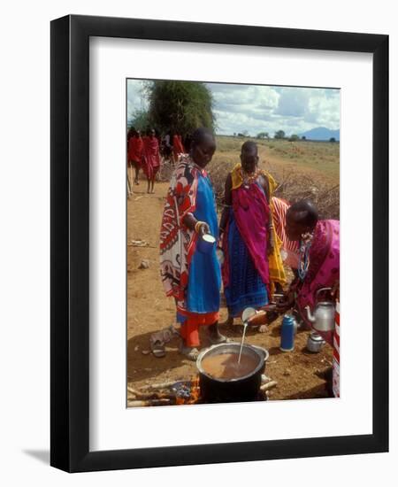 Maasai Women Cooking for Wedding Feast, Amboseli, Kenya-Alison Jones-Framed Premium Photographic Print