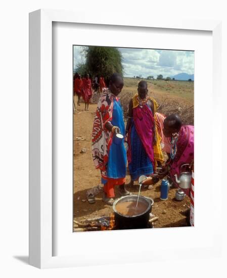 Maasai Women Cooking for Wedding Feast, Amboseli, Kenya-Alison Jones-Framed Photographic Print