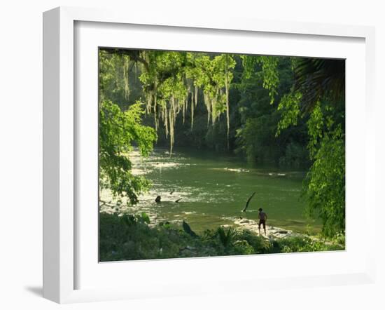 Macac River Running Through Rainforest at Old Man's Beard, Belize, Central America-Macleod Iain-Framed Photographic Print