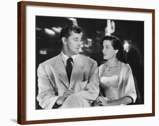 Macao, from Left, Robert Mitchum, Jane Russell, 1952-null-Framed Photo