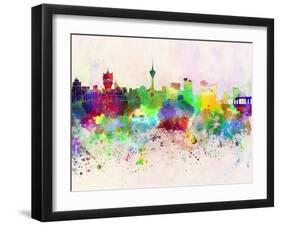 Macau Skyline in Watercolor Background-paulrommer-Framed Art Print