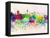 Macau Skyline in Watercolor Background-paulrommer-Framed Stretched Canvas