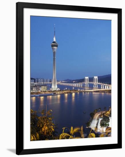 Macau Tower at Dusk, Macau, China, Asia-Ian Trower-Framed Photographic Print